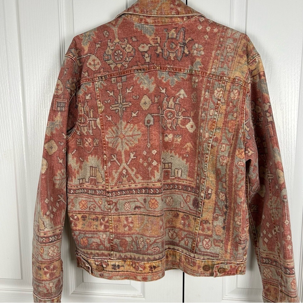 Mother Denim Jacket Shrunken Mountain Drifter Rust Cream Boho L - Picture 3 of 11